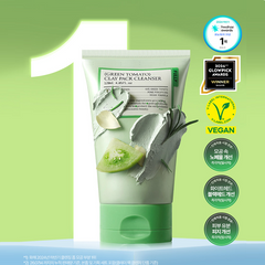 FULLY Green Tomato Clay Pack Cleanser 120ml – 2-in-1 Pore Purifying Wash-Off Pack & Foam Cleanser