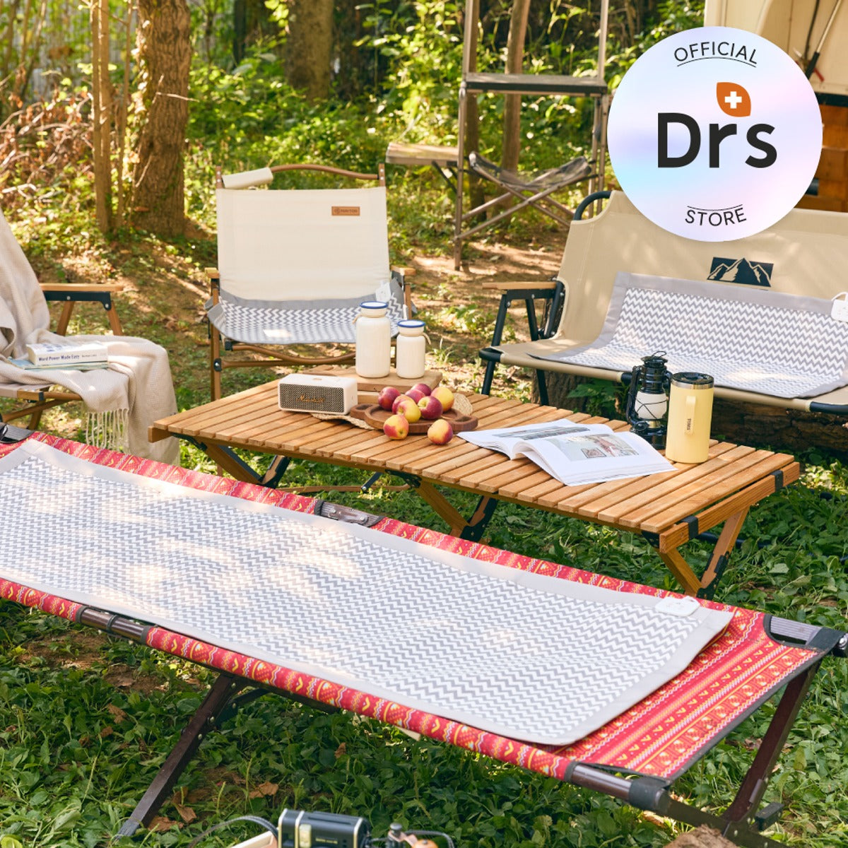 Dr's Carbon Heating Pad Medium on camping chair | pad27-2026-09-30