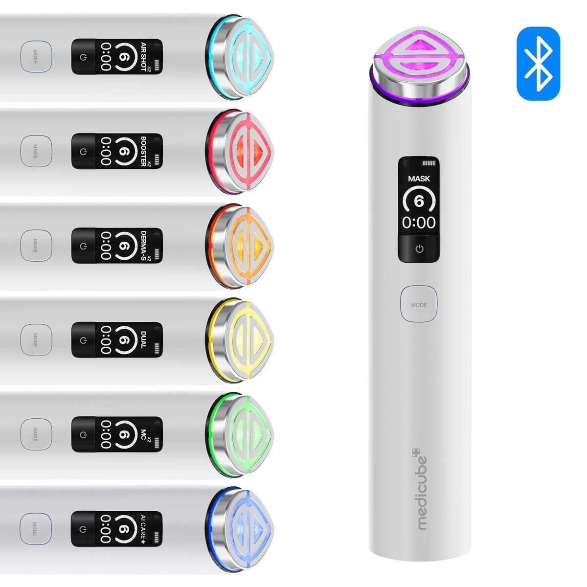 Medicube AGE-R Booster Pro X2 White — device with mode LED colors